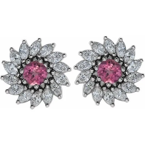 Round 7-Prong Halo-Style Earrings Image 2 McCoy Jewelers Bartlesville, OK