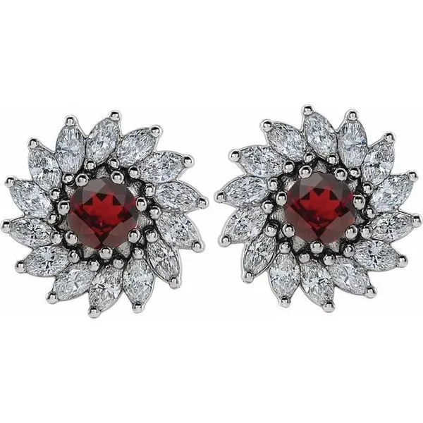 Round 7-Prong Halo-Style Earrings Image 2 Rick's Jewelers California, MD