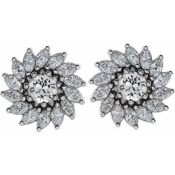 Round 7-Prong Halo-Style Earrings Image 2 Moseley Diamond Showcase Inc Lexington, SC