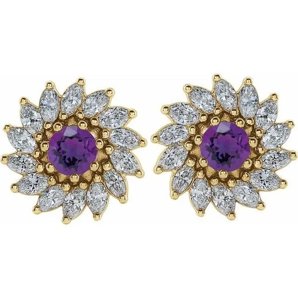 Round 7-Prong Halo-Style Earrings Image 2 Hart's Jewelers Grants Pass, OR