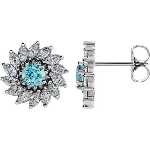 Round 7-Prong Halo-Style Earrings Hart's Jewelers Grants Pass, OR