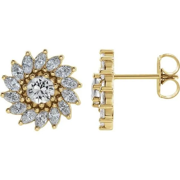 Round 7-Prong Halo-Style Earrings Long Jewelers Chesapeake, VA