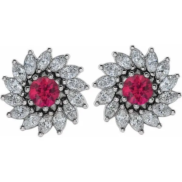 Round 7-Prong Halo-Style Earrings Image 2 Boyd Jewelers Wesley Chapel, FL