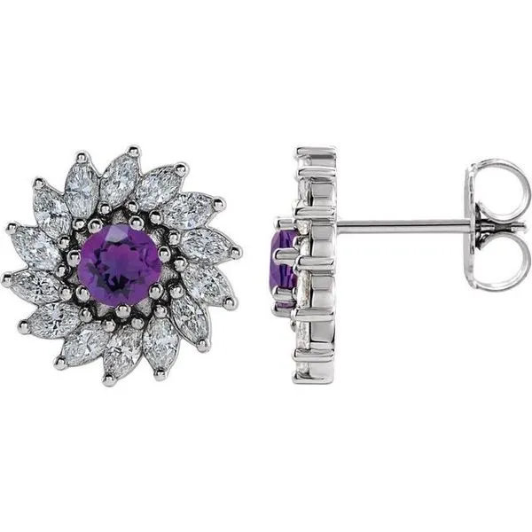 Round 7-Prong Halo-Style Earrings Hart's Jewelers Grants Pass, OR