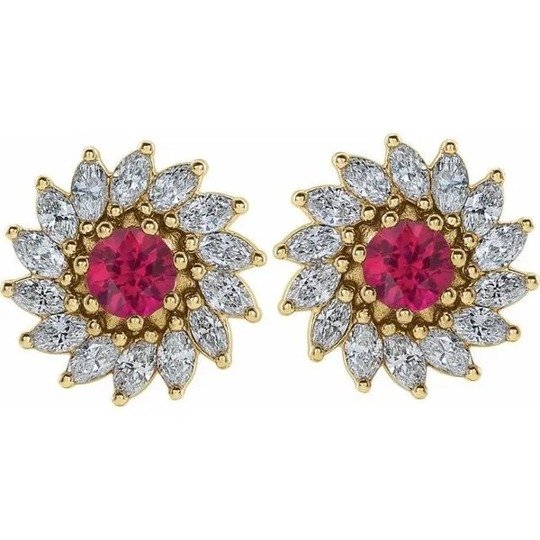 Round 7-Prong Halo-Style Earrings Image 2 Hart's Jewelers Grants Pass, OR