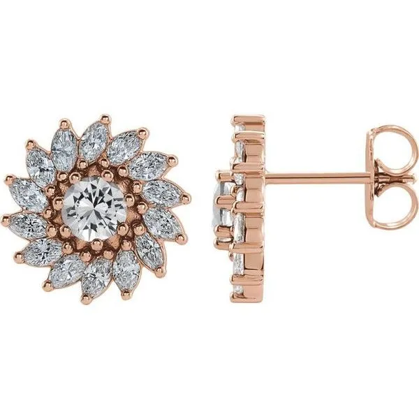 Round 7-Prong Halo-Style Earrings Hart's Jewelers Grants Pass, OR