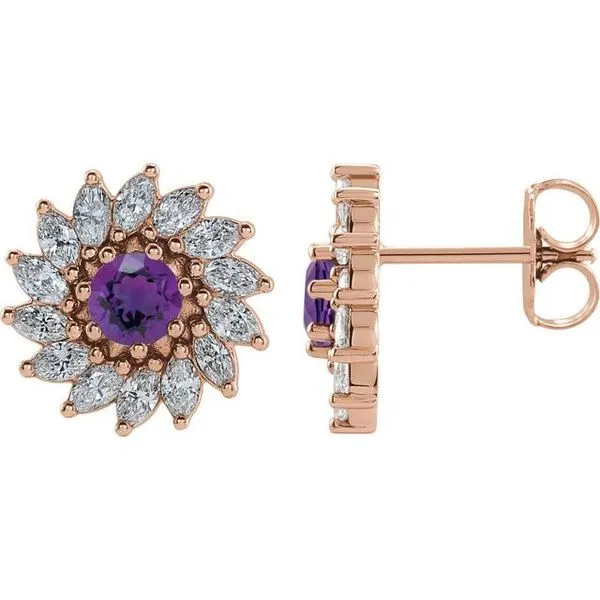 Round 7-Prong Halo-Style Earrings Hart's Jewelers Grants Pass, OR