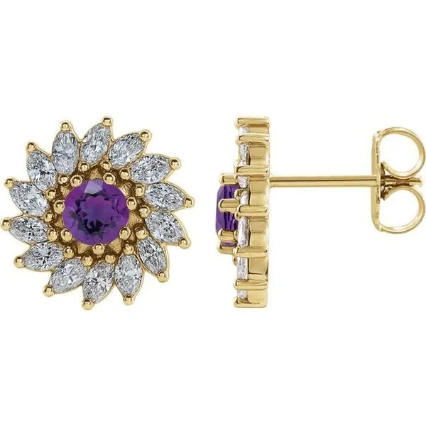 Round 7-Prong Halo-Style Earrings Hart's Jewelers Grants Pass, OR