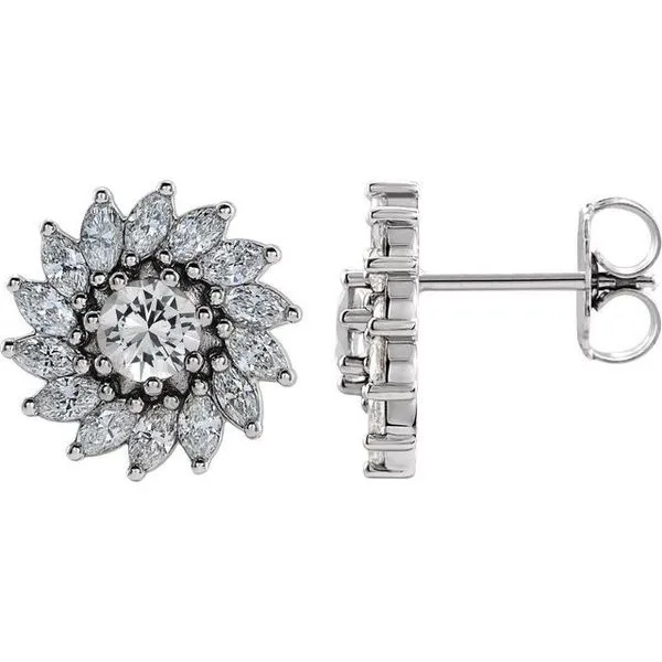 Round 7-Prong Halo-Style Earrings Moseley Diamond Showcase Inc Lexington, SC