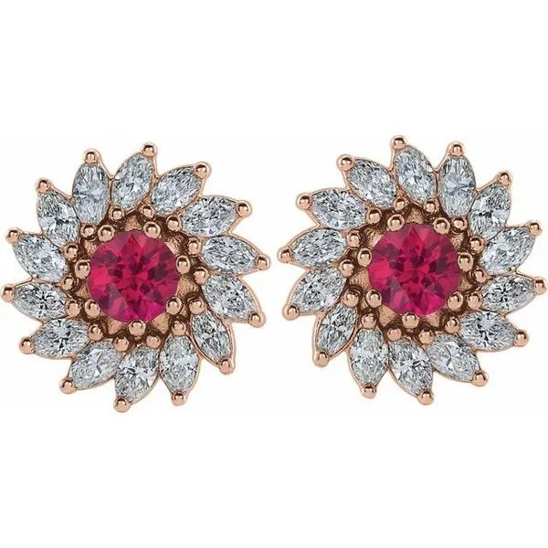 Round 7-Prong Halo-Style Earrings Image 2 Milan's Jewelry Inc Sarasota, FL