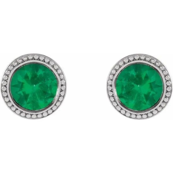 Round Bezel-Set Stud Earrings Image 2 Milan's Jewelry Inc Sarasota, FL