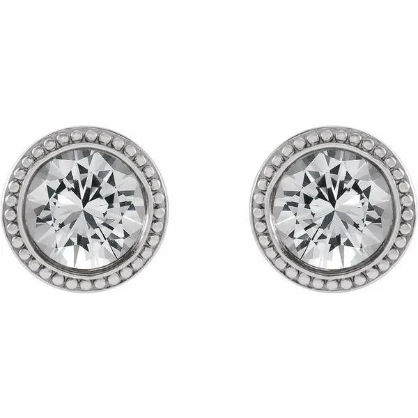 Round Bezel-Set Stud Earrings Image 2 James & Williams Jewelers Berwyn, IL