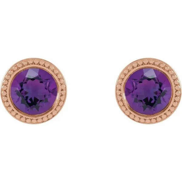 Round Bezel-Set Stud Earrings Image 2 Long Jewelers Chesapeake, VA