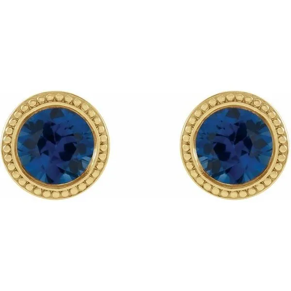 Round Bezel-Set Stud Earrings Image 2 Delfine's Jewelry Charleston, WV