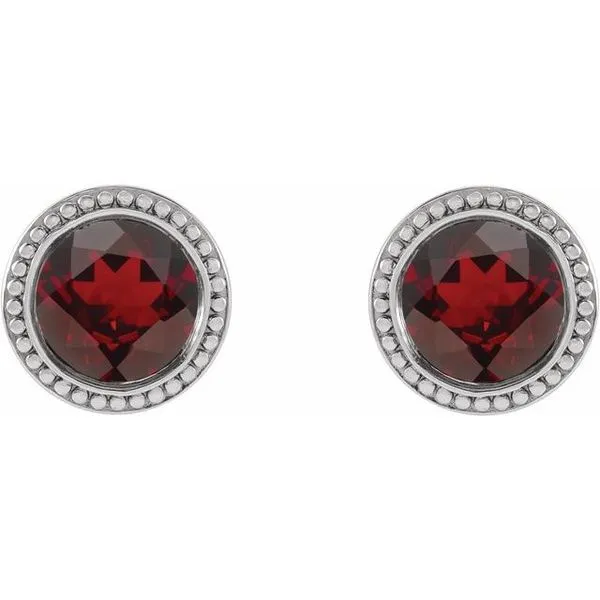 Round Bezel-Set Stud Earrings Image 2 D'Errico Jewelry Scarsdale, NY