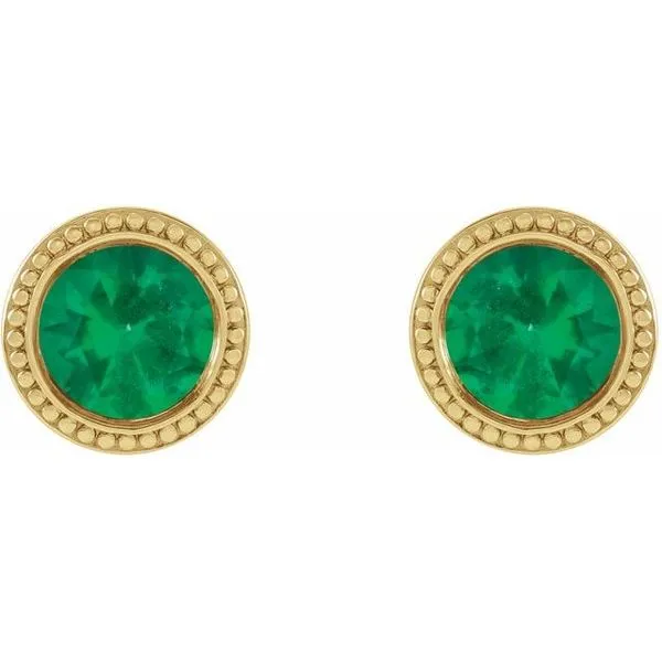 Round Bezel-Set Stud Earrings Image 2 Rick's Jewelers California, MD