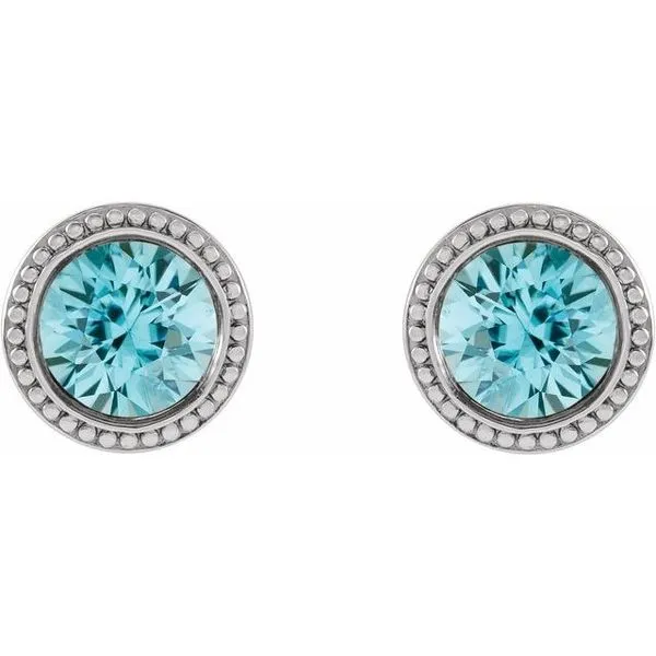 Round Bezel-Set Stud Earrings Image 2 Jim's Jewelers Tyler, TX