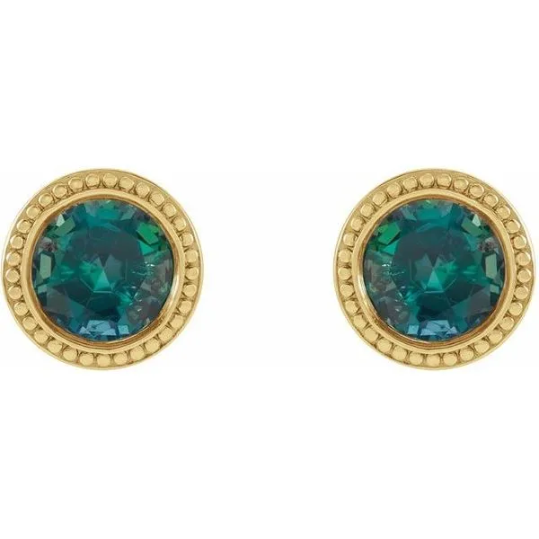 Round Bezel-Set Stud Earrings Image 2 Michael's Jewelry North Wilkesboro, NC