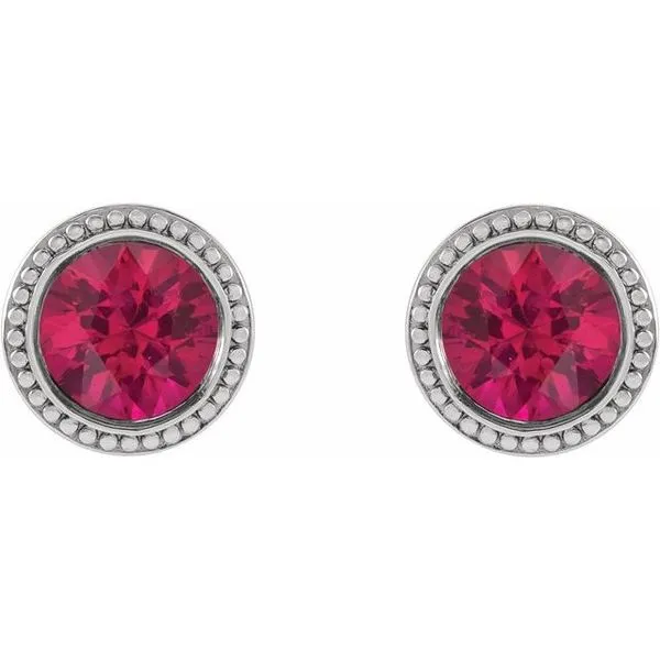 Round Bezel-Set Stud Earrings Image 2 Scirto's Jewelry Lockport, NY