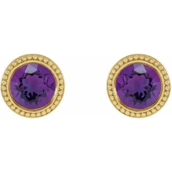 Round Bezel-Set Stud Earrings Image 2 Rick's Jewelers California, MD