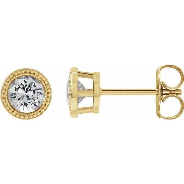 Round Bezel-Set Stud Earrings D'Errico Jewelry Scarsdale, NY