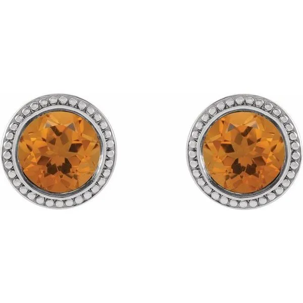 Round Bezel-Set Stud Earrings Image 2 James & Williams Jewelers Berwyn, IL