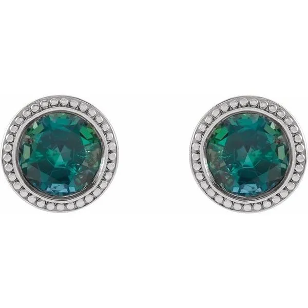 Round Bezel-Set Stud Earrings Image 2 Rick's Jewelers California, MD