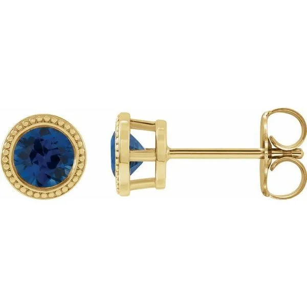 Round Bezel-Set Stud Earrings Long Jewelers Chesapeake, VA