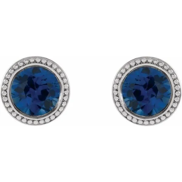 Round Bezel-Set Stud Earrings Image 2 Rick's Jewelers California, MD