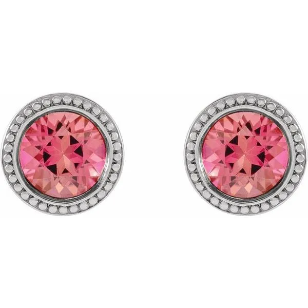 Round Bezel-Set Stud Earrings Image 2 Rick's Jewelers California, MD