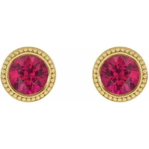 Round Bezel-Set Stud Earrings Image 2 James & Williams Jewelers Berwyn, IL