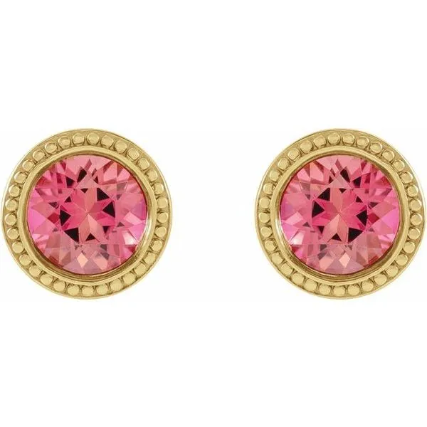 Round Bezel-Set Stud Earrings Image 2 Cherry Street Jewelers Tulsa, OK