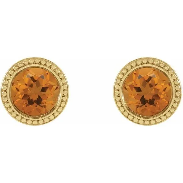 Round Bezel-Set Stud Earrings Image 2 Delfine's Jewelry Charleston, WV
