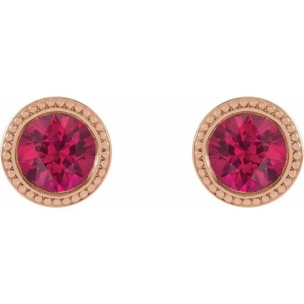 Round Bezel-Set Stud Earrings Image 2 Diny's Jewelers Middleton, WI