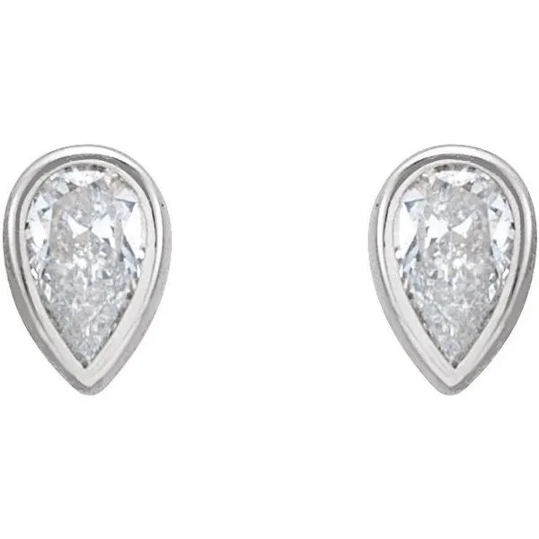 Pear Bezel-Set Stud Earrings Image 2 J. Meredith Jewelers Delafield, WI