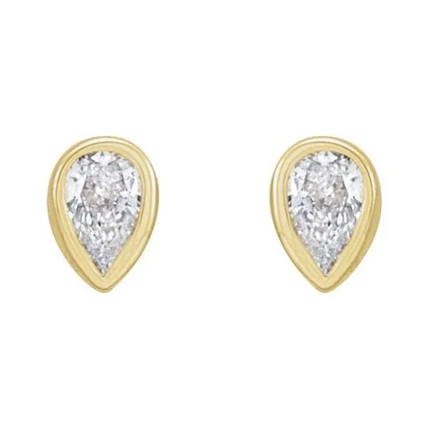 Pear Bezel-Set Stud Earrings Image 2 Hopman Jewelers Elkhart, IN