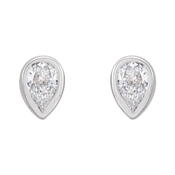 Pear Bezel-Set Stud Earrings Image 2 J. Meredith Jewelers Delafield, WI