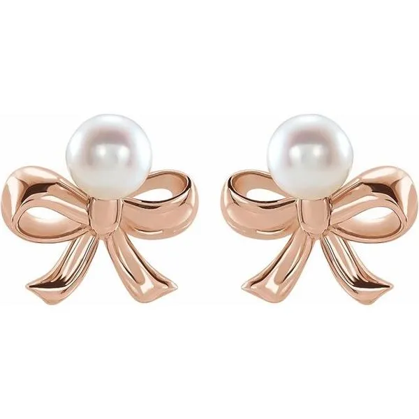 Pearl Bow Earrings Image 2 Cherry Street Jewelers Tulsa, OK