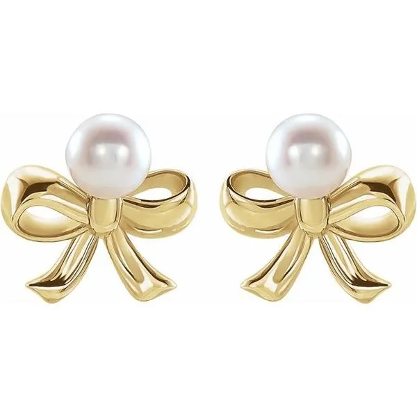 Pearl Bow Earrings Image 2 James & Williams Jewelers Berwyn, IL