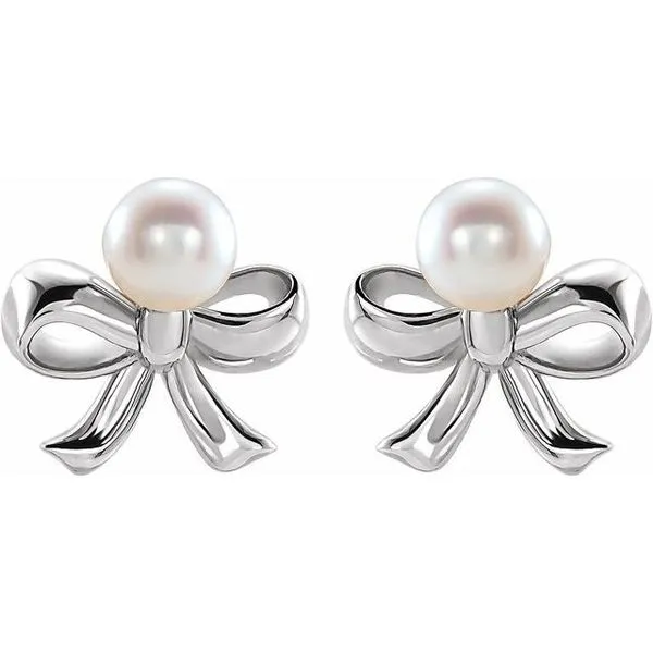 Pearl Bow Earrings Image 2 Hopman Jewelers Elkhart, IN