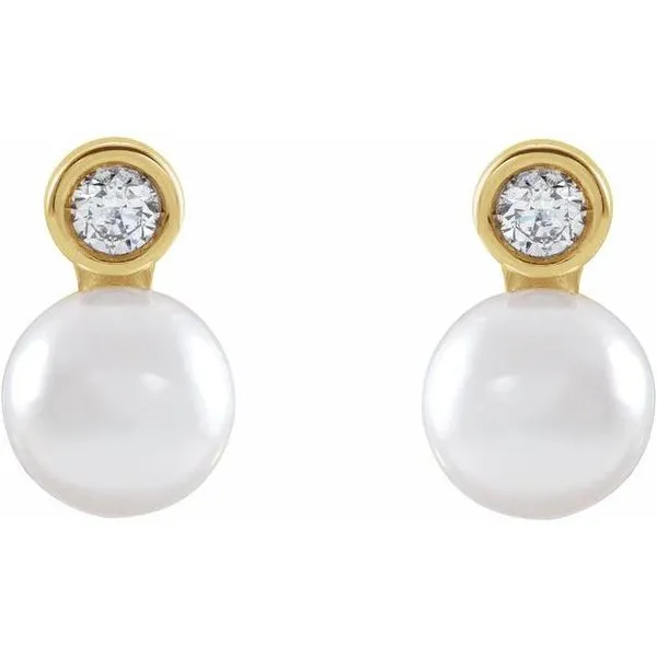 Accented Pearl Earrings Image 2 Henry B. Ball Jewelers Canton, OH
