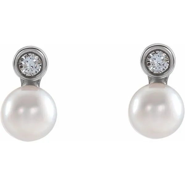 Accented Pearl Earrings Image 2 Rick's Jewelers California, MD