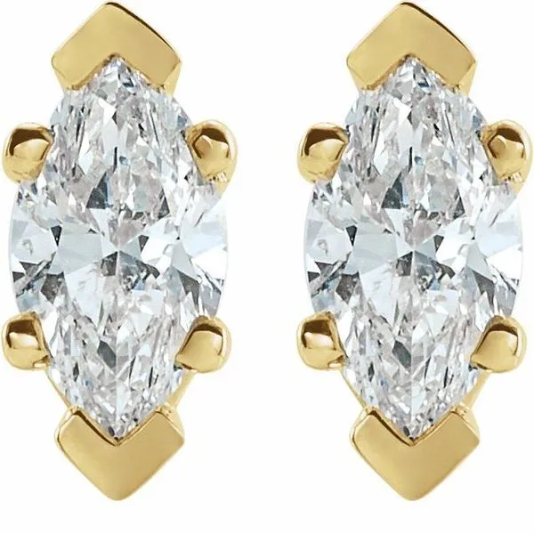 Marquise 6-Prong V-End Stud Earrings Image 2 James & Williams Jewelers Berwyn, IL