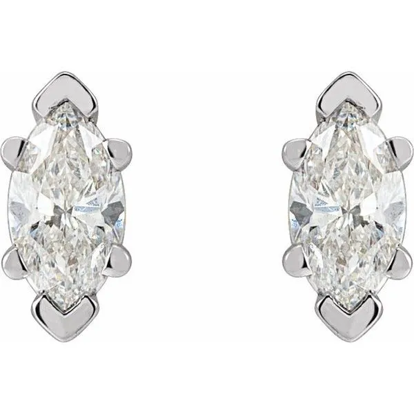 Marquise 6-Prong V-End Stud Earrings Image 2 D'Errico Jewelry Scarsdale, NY