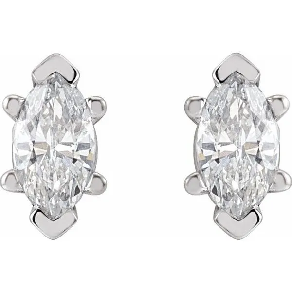 Marquise 6-Prong V-End Stud Earrings Image 2 James & Williams Jewelers Berwyn, IL