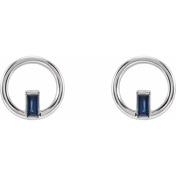 Baguette Circle Earrings Image 2 James & Williams Jewelers Berwyn, IL