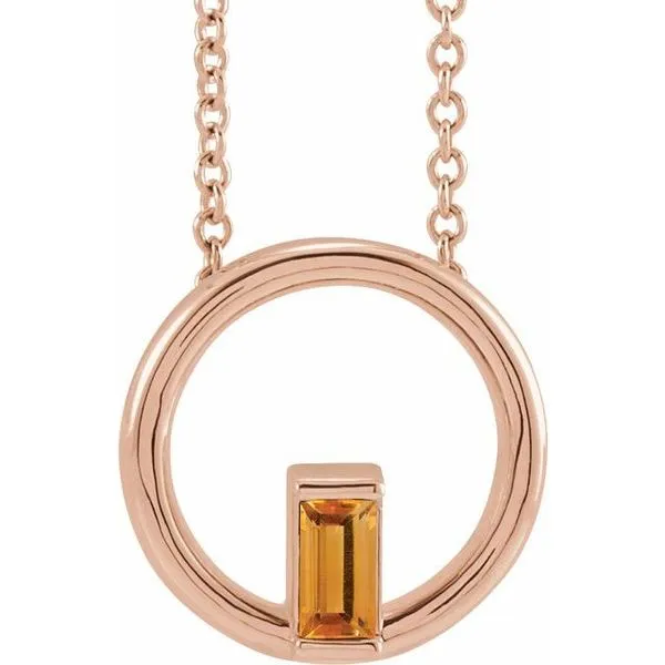 Straight Baguette Circle Necklace J. Meredith Jewelers Delafield, WI