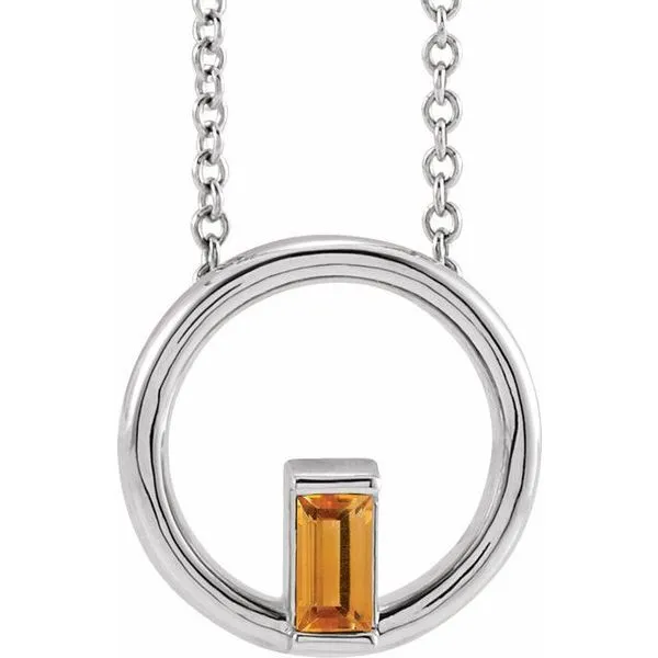 Straight Baguette Circle Necklace James & Williams Jewelers Berwyn, IL