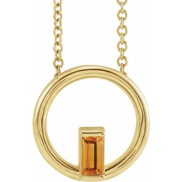 Straight Baguette Circle Necklace James & Williams Jewelers Berwyn, IL