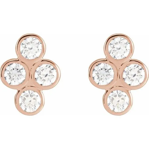 Bezel-Set Cluster Earrings Image 2 Michael's Jewelry North Wilkesboro, NC